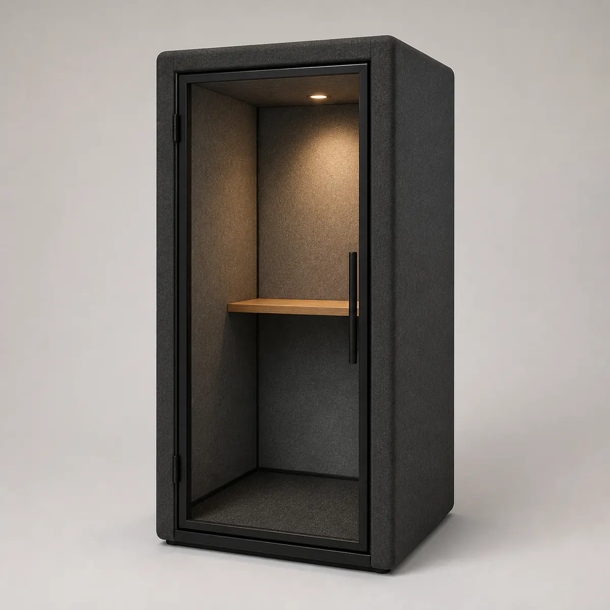 Plan-symbol acoustic phone booth, the real-world character this definition is written to capture