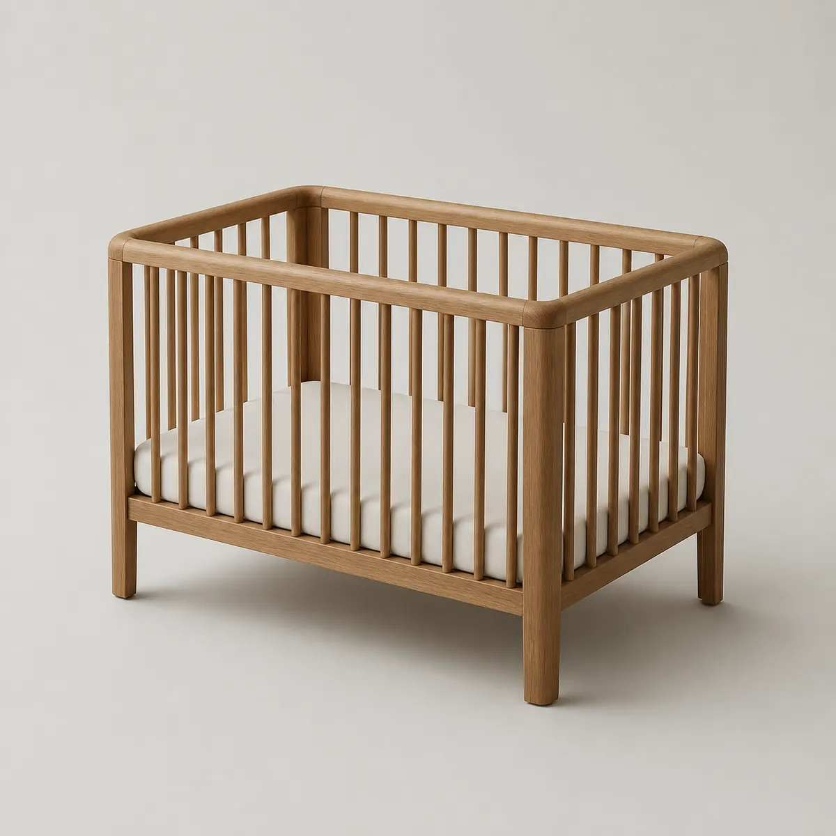 Slatted oak crib, the real-world character this definition is written to capture